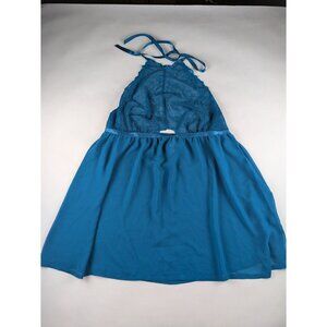 Cacique Lane Bryant Teal Halter Tie Shear Nightgown Women's 18/20